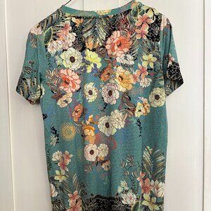 Johnny was teel flower print shirt